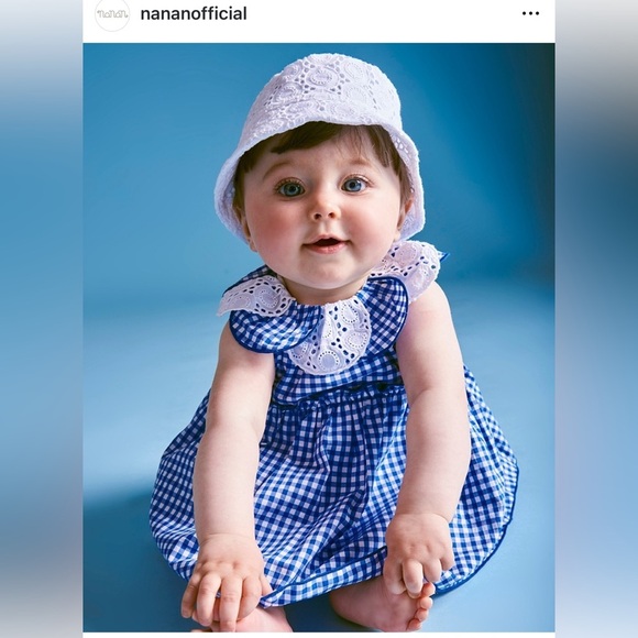 Nanán White Top and Blue Plaid Shorts Cotton Baby Outfit Size 6M - Picture 6 of 6